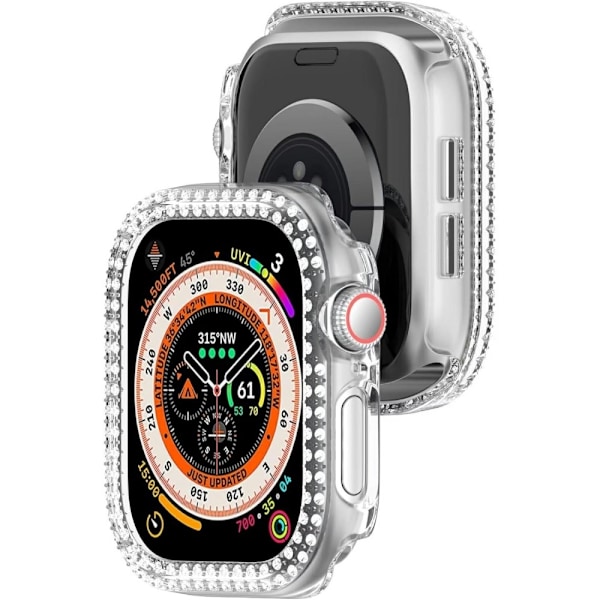För A Watch Series 10 42mm Fodral Skal Ram Bling Rhinestone Decor - Transparent Transparent