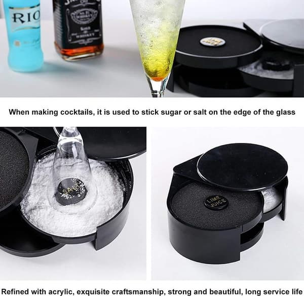 3 - lagers Bar Juice Cocktail Socker Salt Rimmer Tool Bartender Svart