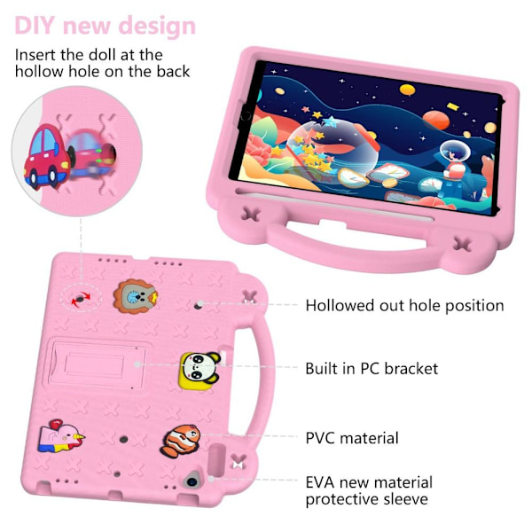Apple iPad 10.2 2021 2020 2019 Stødsikker EVA-skumstativskal - Lyserød Pink