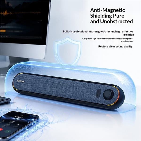 ERAZER-pelisoundbar – RGB-valaistus, Bluetooth 5.3, USB-virtalähde Black