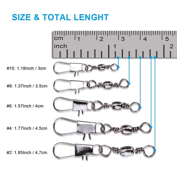 100 kuulalaakeroidut kääntyvät Snap Connector - kalastustarvikkeet Silver