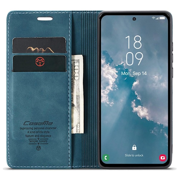 CASEME Retro Lompakkokotelo Samsung Galaxy A54 - Sininen Blue