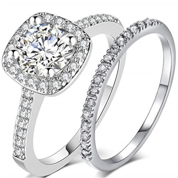 2st Ringar Cubic Zirconia Stapelbara - Storlek 7 / Silver Silver