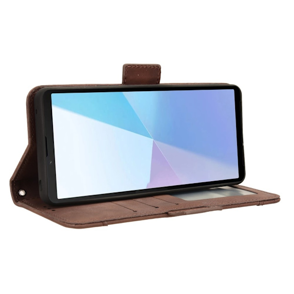 Sony Xperia 10 VI Kotelo PU-nahkainen Flip Folio Puhelimen Suojakotelo Useilla Korteilla Brown