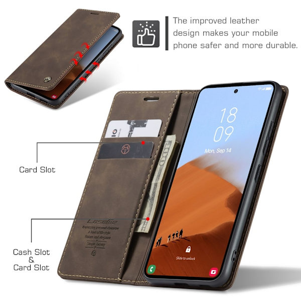CASEME Retro Lompakkokotelo Samsung Galaxy S23 FE Dark brown