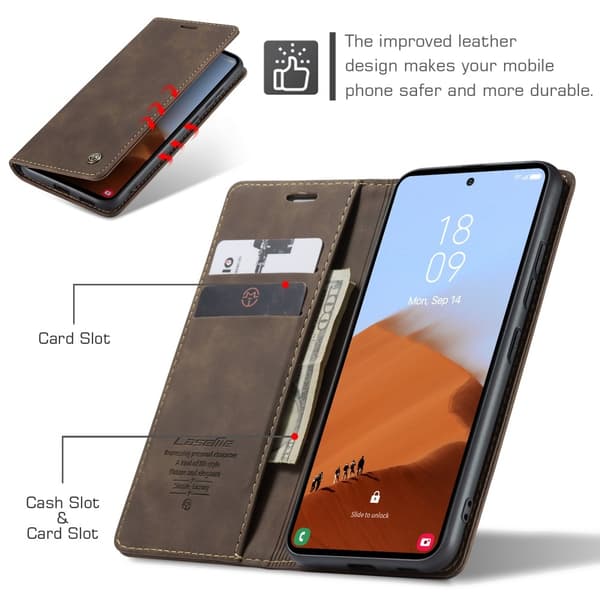 CASEME Retro Pung Taske til Samsung Galaxy S23 FE Dark brown