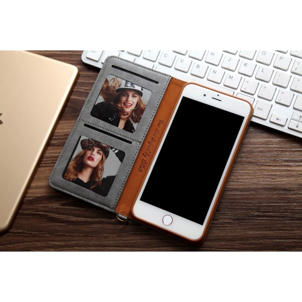 CMAI2 Litchi -lompakkokotelo iPhone 7 Plus -puhelimelle - harmaa Grey
