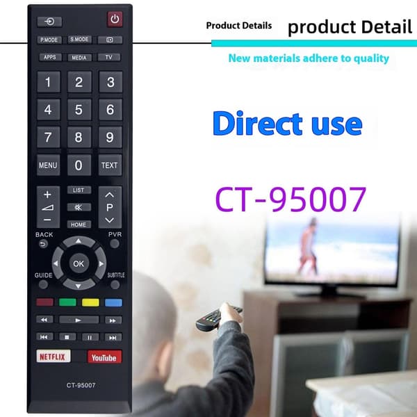 Fjernkontrollerstatning for CT-95007 For Toshiba TV Black