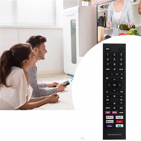 Fjernkontroll erstatning ERF3E80H for Hisense TV (støtter ikke talefunksjon) Black