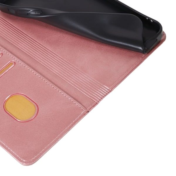 Lompakkoteline Puhelinkotelo iPhone 15 Plus -kännykkäsuojus -ruu Pink gold