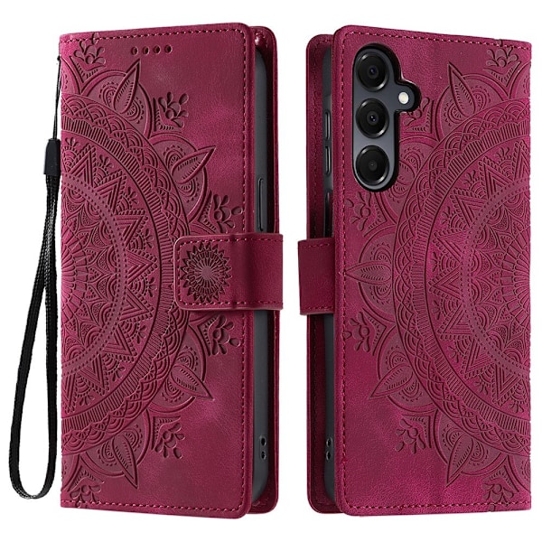 Til Samsung Galaxy A26 tegnebogscover Cover Shell Mandala Blomstermønster Red