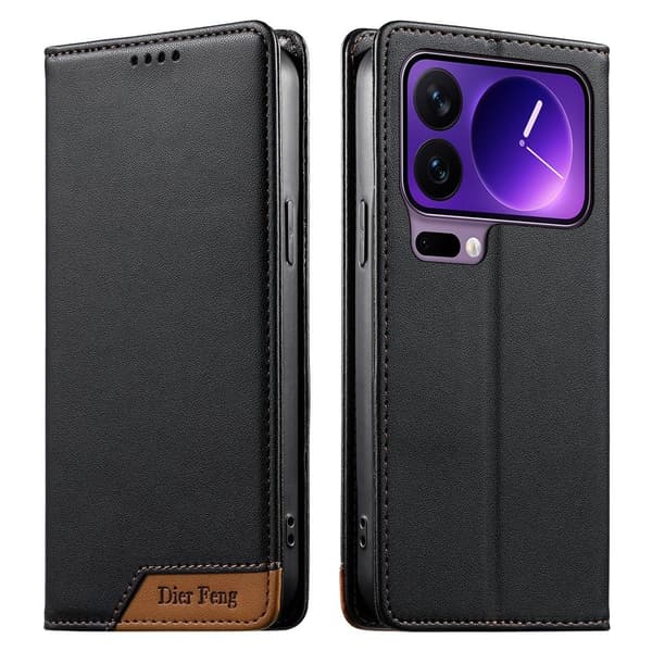 DIERFENG Til Xiaomi 17 Pro Lommebokdeksel RFID Beskyttelse Stativ - Svart Black