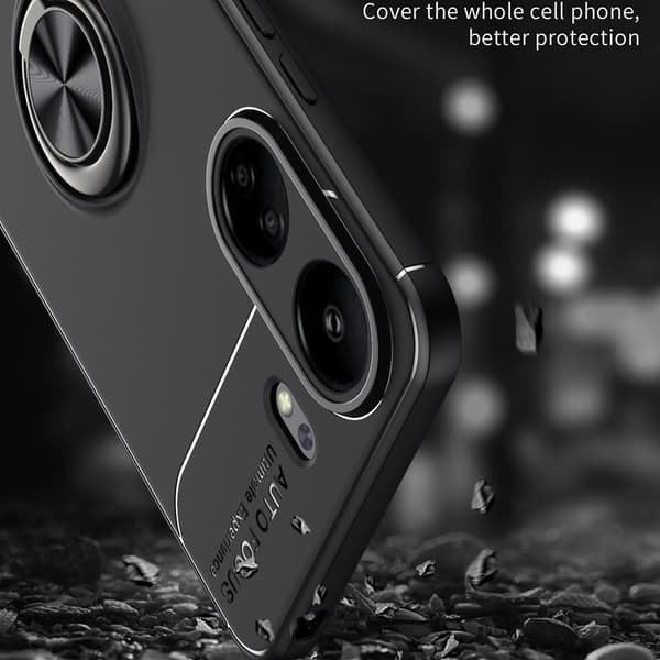 Til Xiaomi Redmi 13C Hybrid Shell fingerring metalplade Black