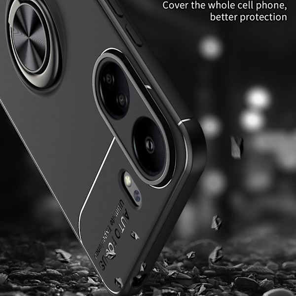Xiaomi Redmi 13C Hybrid Shell Finger Ring -metallilevylle Black