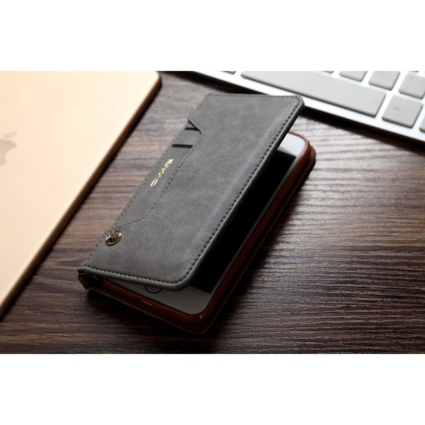 CMAI2 Litchi Wallet Cover til iPhone 7/8/SE (2020) - Grå Grey