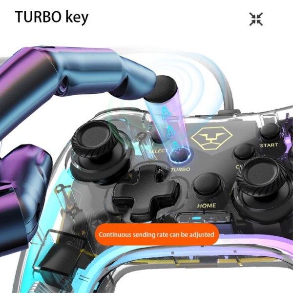 Til Nintendo Switch osv. Kablet gamepad-spilcontroller gennemsig Transparent