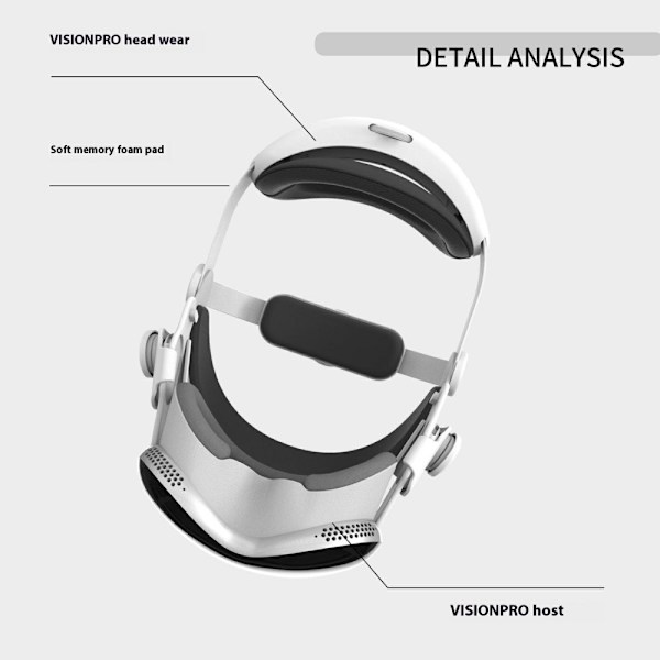 WOLMTT Justerbar hovedstrop til A Vision Pro VR Headset - tilbehør Grey