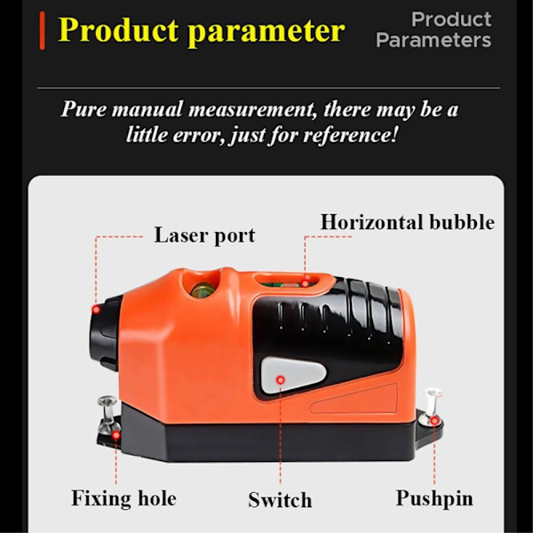 Punktlinjekrysslaser Spirit Level Multifunktionslaserniveau Red
