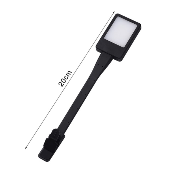 Genopladeligt læselys læselampe Clip On LED Book Light - Sort Black