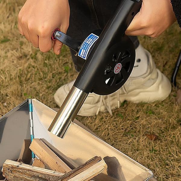 Grill Eld bränna BBQ Luftfläkt Camping Spis Vindblåsverktyg Svart