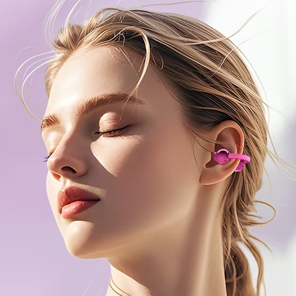 Trådløse Bluetooth 5.4-clip-on-hovedtelefoner med open-ear-design og opladningsetui i håndtaskestil Pink