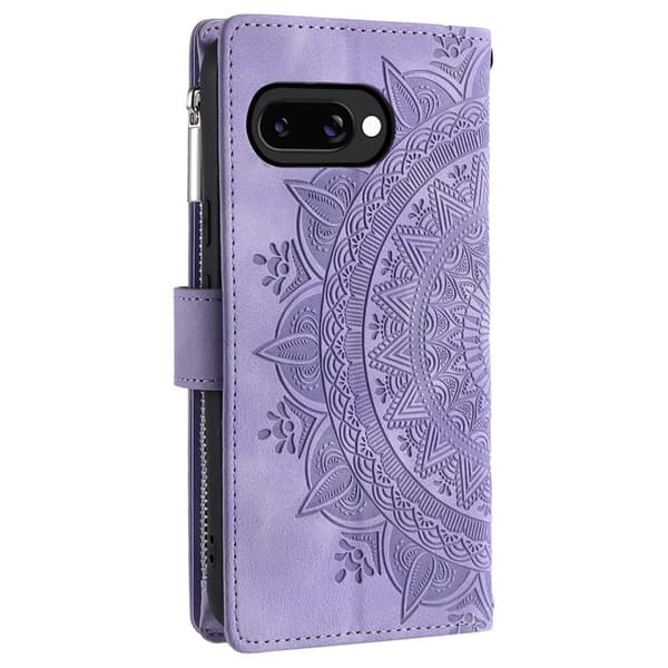 Til Google Pixel 10a Lommebokdeksel PU lær Mandala Blomstermønster- Lilla Purple