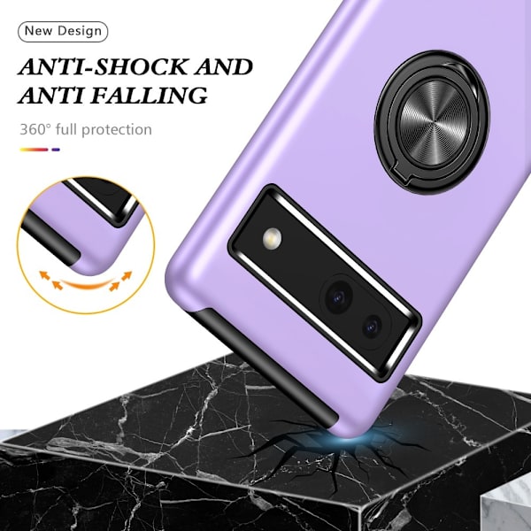 Google Pixel 8a sormenrengasjalustan hybridikotelo Purple