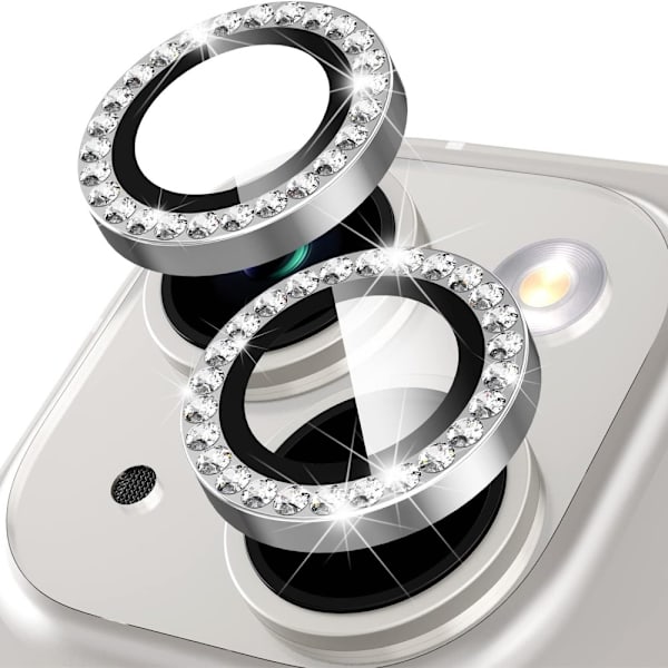 iPhone 15 / 15 Plus Ring Circle Lens -elokuvasetti Glitter Silver