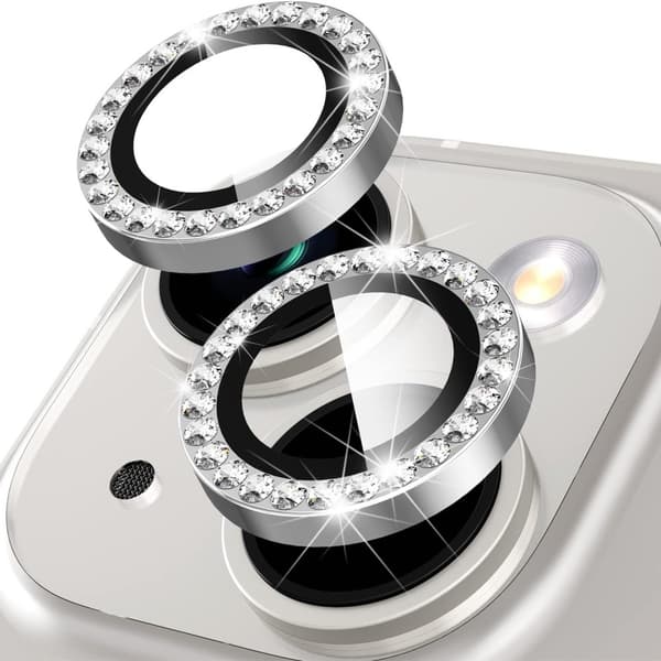 Kameralinse til iPhone 15/15 Plus Glitter Silver
