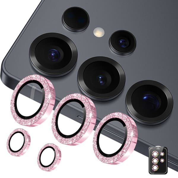 För Samsung Galaxy S26 Ultra Glittrande Kameralinskydd Rosa