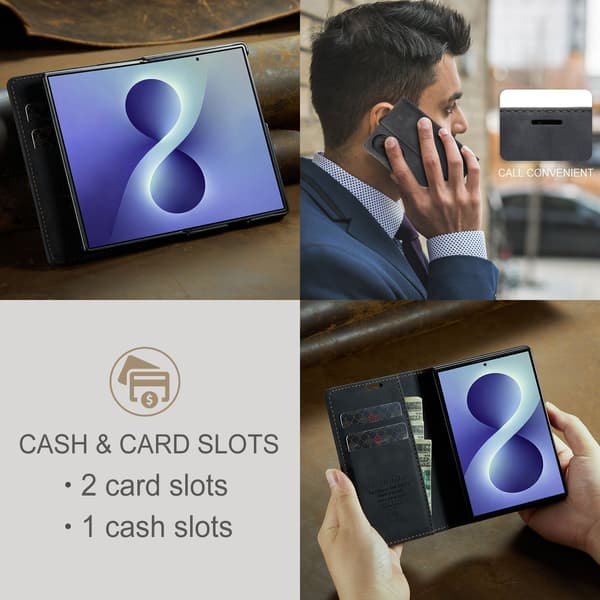 CASEME Telefonlommebokdeksel med støtteben til Samsung Galaxy Z Fold8 Black