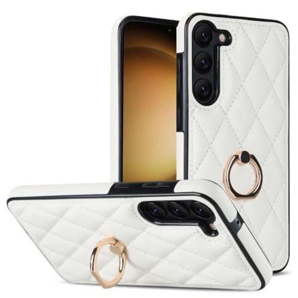 Samsung Galaxy S23 Case Rhombus Grid Pattern Takakannen Rengastuki - Valkoinen White