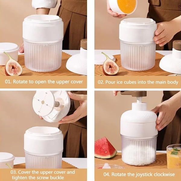 Shaved Ice ismaskin Ice Crusher med 2st iskub-brickor Vit
