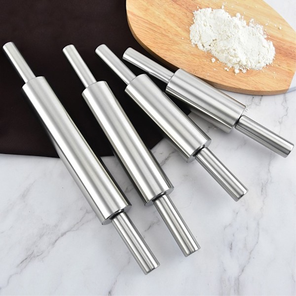 Kjevle i rustfritt stål, ikke-klebende, for bakverk og deig - 38,3 cm Silver