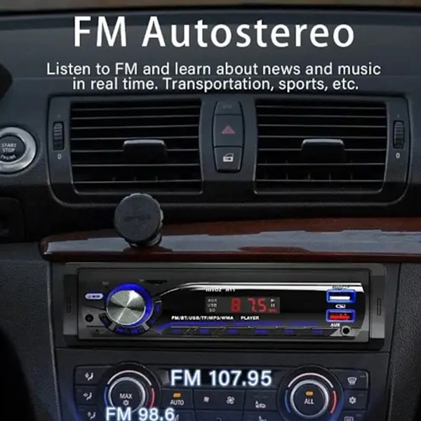 Bilstereo MP3-afspiller Bluetooth FM-radio Bilstereosystem TF-kort U Disk Black