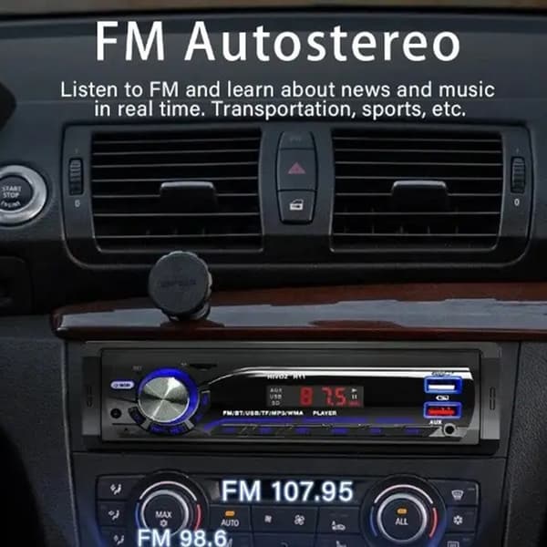 Bilstereo MP3-spelare Bluetooth FM-radio Billjudsystem TF-kort U-disk Svart