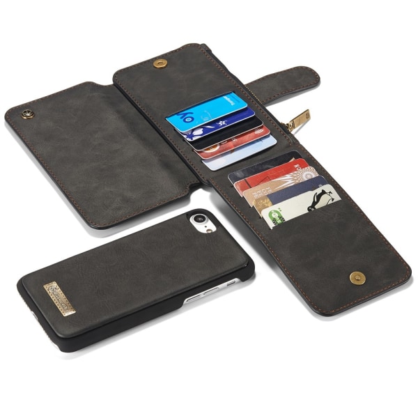 CASEME iPhone 8/7 / SE Retro nahkainen lompakkokotelo - musta Black