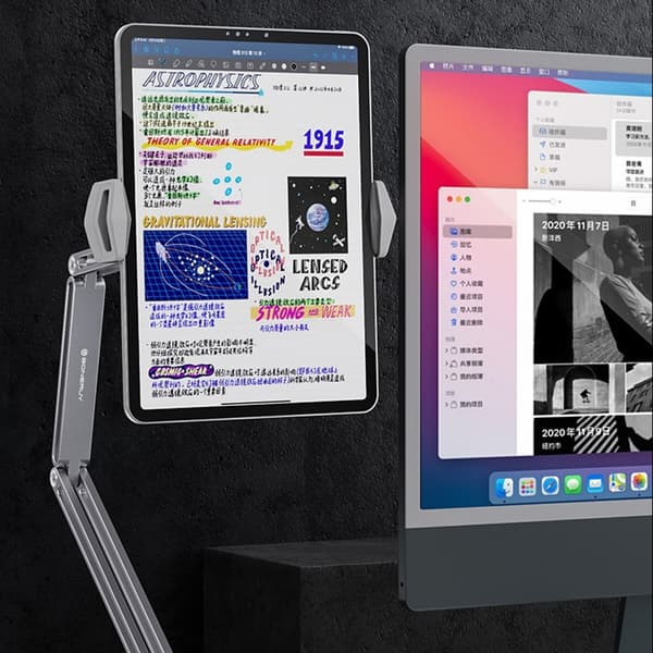 BONERUY Holder Justerbar Arm Mobiltelefon Tablet Stand Lazy Bracket - Sølv Silver