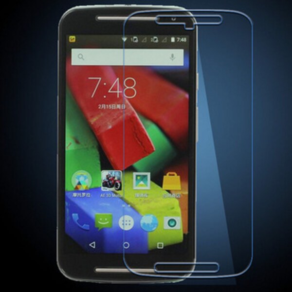 2 näytönsuojaa Motorola Moto G2:lle + puhdistusliina Transparent