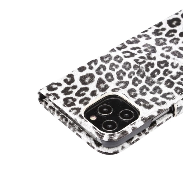 Leopard Pattern Wallet Cover for iPhone 12 / 12 Pro White