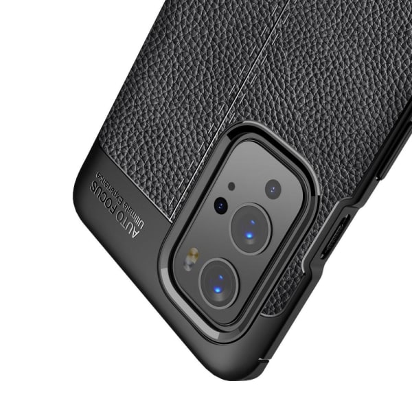 Litchi Skin Soft TPU Cover til OnePlus 9 Pro - Sort Black