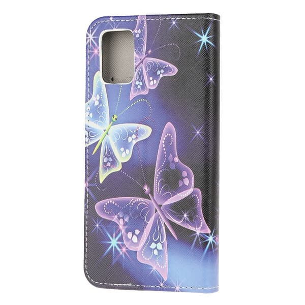 Til Samsung Galaxy A51 tegnebogstativ - smuk sommerfugl Purple