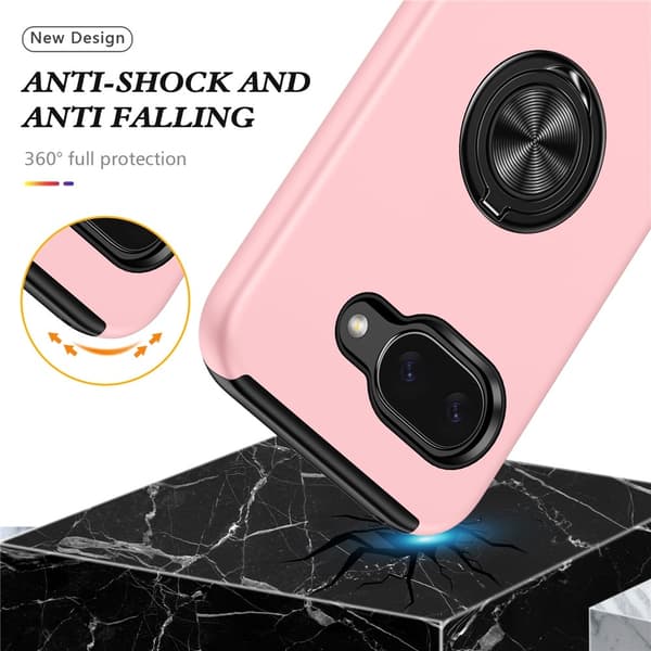 Til Pixel 10a Deksel Hybriddeksel med Finger Ring Pink