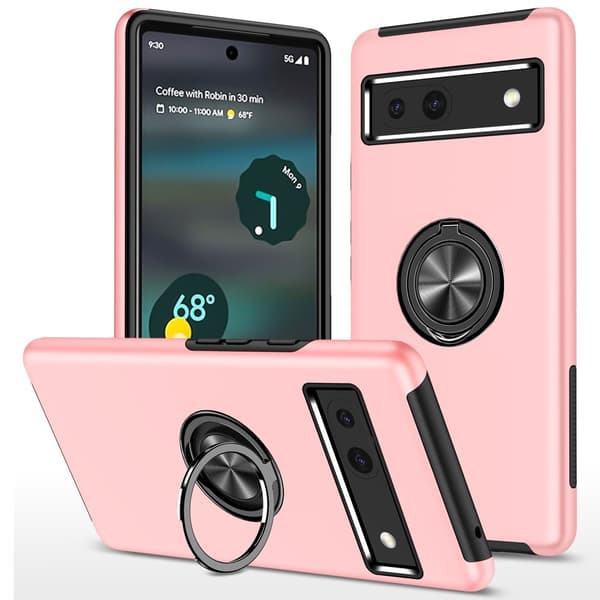 Hybrid-etui med fingerreim og kickstand for Google Pixel 8a Pink