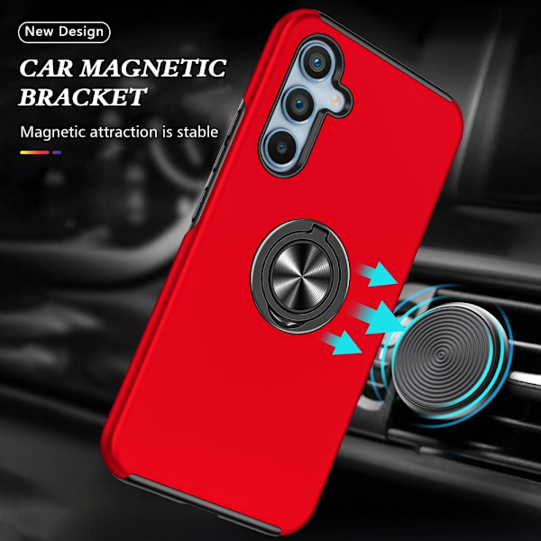 Samsung Galaxy S25 / S24 Hybrid skal med Finger Ring - Röd Röd