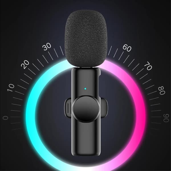 USB-C 2.4GHz Trådløs Lavalier Mikrofon (2 Mikrofoner + 1 Mottaker) Black