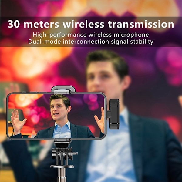 Trådløs mikrofon-lavalier for strømming av vlogging og direktesendinger - USB-C Black
