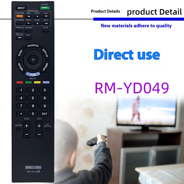 Fjernkontrollerstatning for RM-YD049 For Sony TV Black