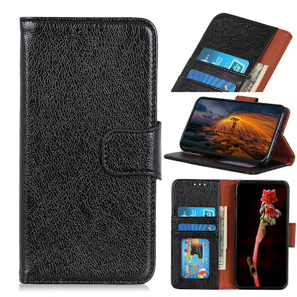 Nappa Texture Split Wallet Stand Cover for Google Pixel 5 Black