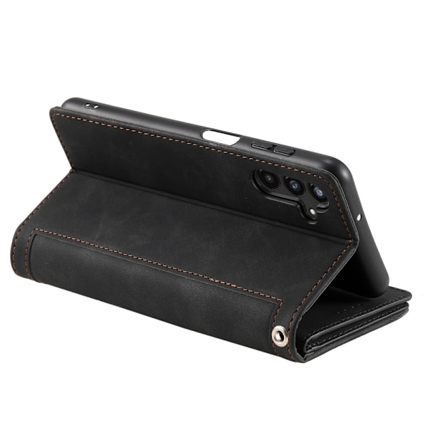 Til Samsung Galaxy S25 5G Etui med Lynlåslomme og 9 Kortlommer Black